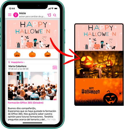 Descargar plantillas de creatividades para tu acción de comunicación interna en Halloween